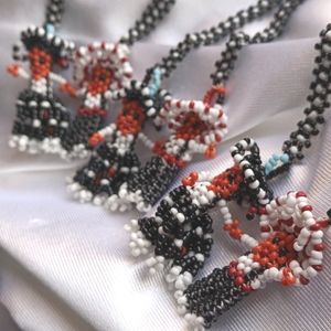 SUPERCUTE Beaded Mexican couple in sombreros necklaces 25 each or three for 60